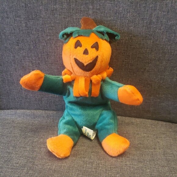Halloween Plush VINTAGE Collectors Choice Bean Bag Friends Scarecrow Pumpkin - Picture 1 of 3
